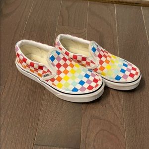 Vans rainbow check slip ons size 13